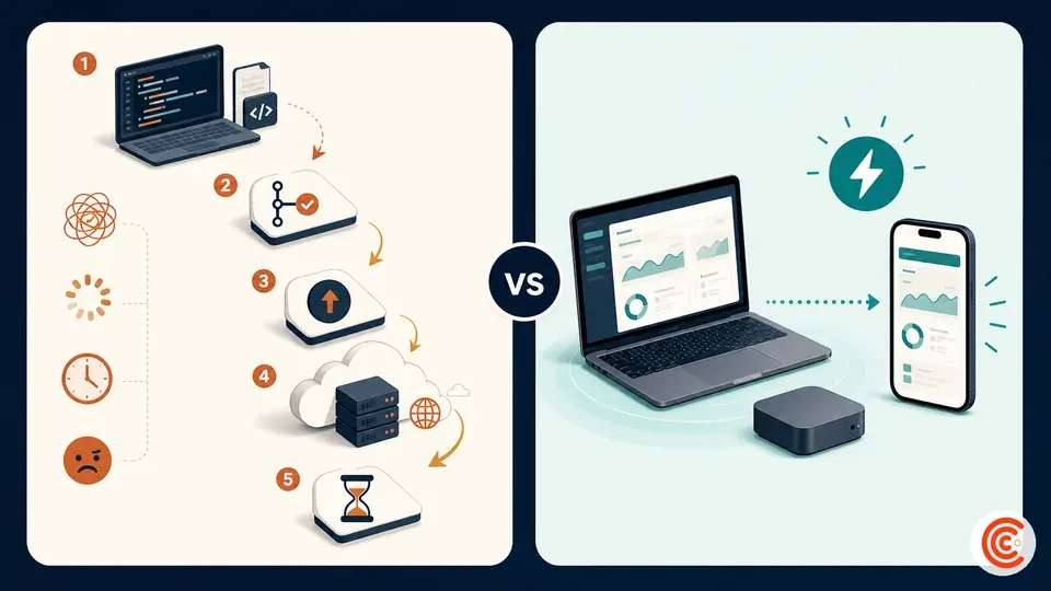 Long cloud deployment loop compared with immediate access to current local files