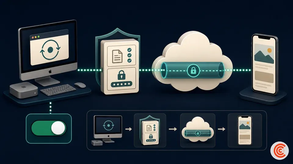 Local Mac server connected securely to a phone through a temporary named tunnel
