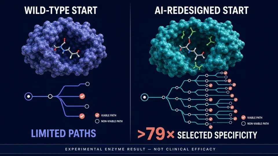 Wild-type and AI-redesigned protein evolution paths with the 79-fold specificity result