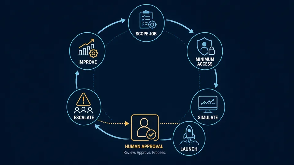 Six-stage operating loop for a production enterprise AI agent