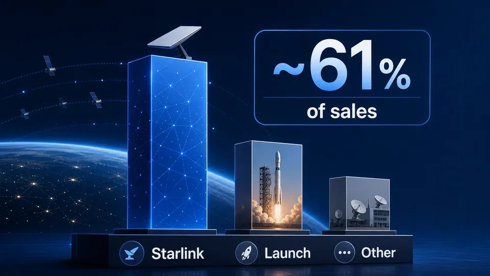 Concept chart showing Starlink dominating SpaceX revenue versus much smaller launch and other segments