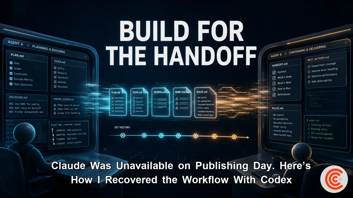 Claude Was Unavailable on Publishing Day. Here’s How I Recovered the Workflow With Codex