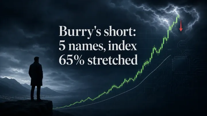 Michael Burry's AI Short, by the Numbers: 5 Names and a Semiconductor Index 65% Above Its 200-Day Average